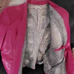 Faux Leather Jacket with Snake design lining